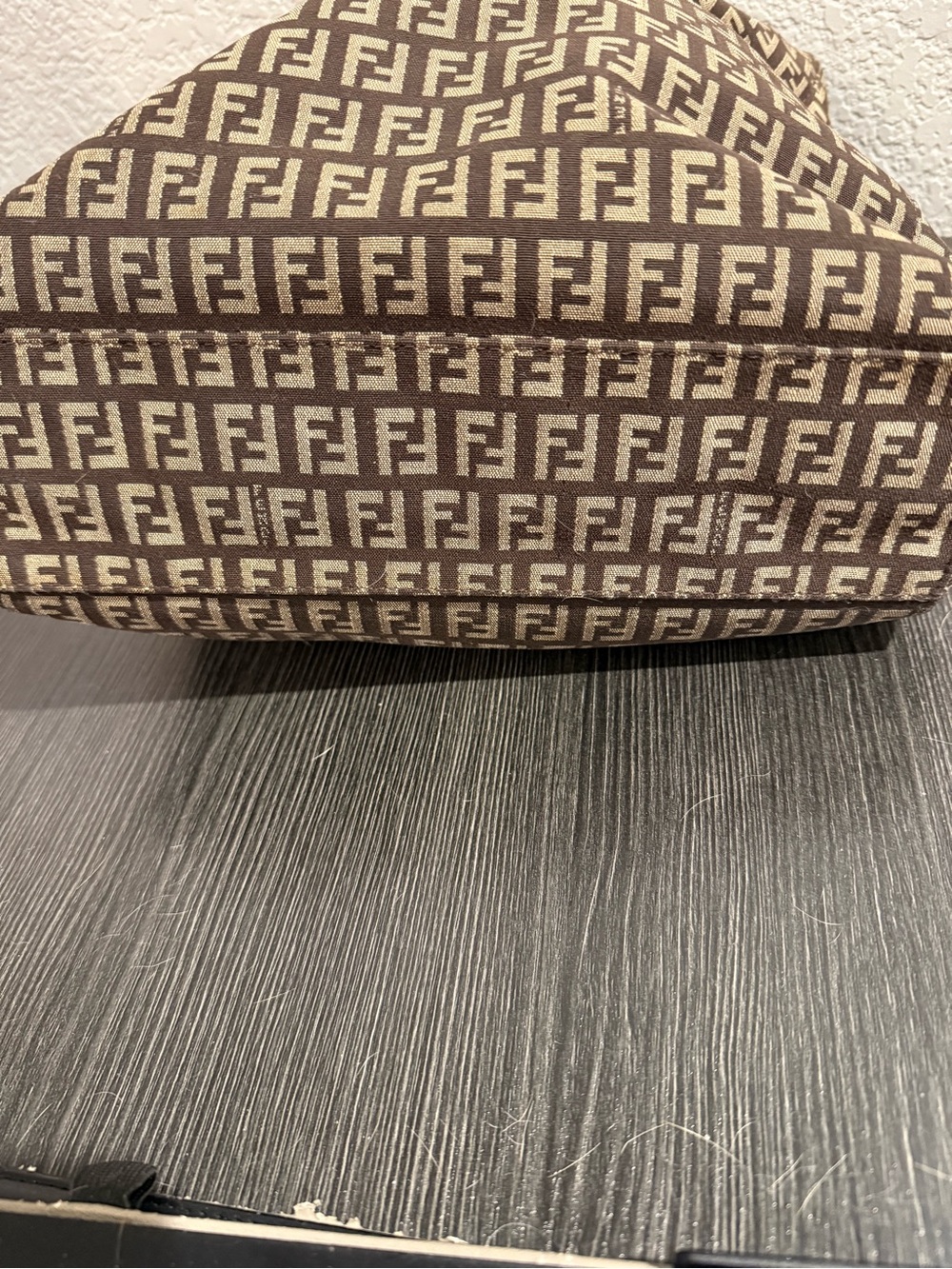 Fendi Brown Monogram Canvas and Leather Tote with Dark Brown Leather handles. - Picture 6 of 16